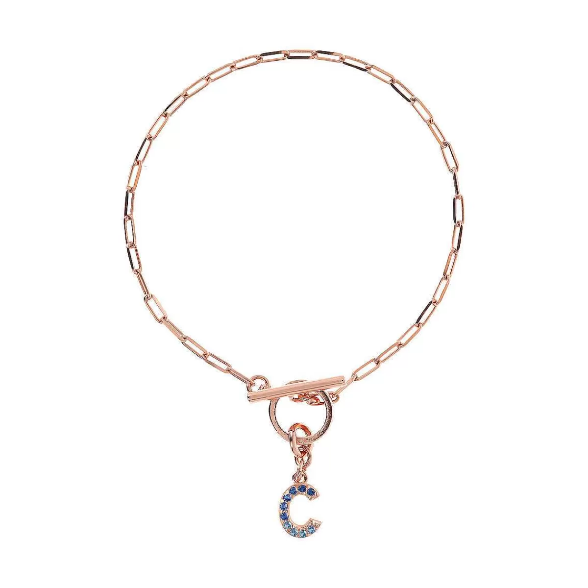 Clearance Bracciale Catena Forzatina Con Pendente Lettera Pave In Cubic Zirconia Bracciali