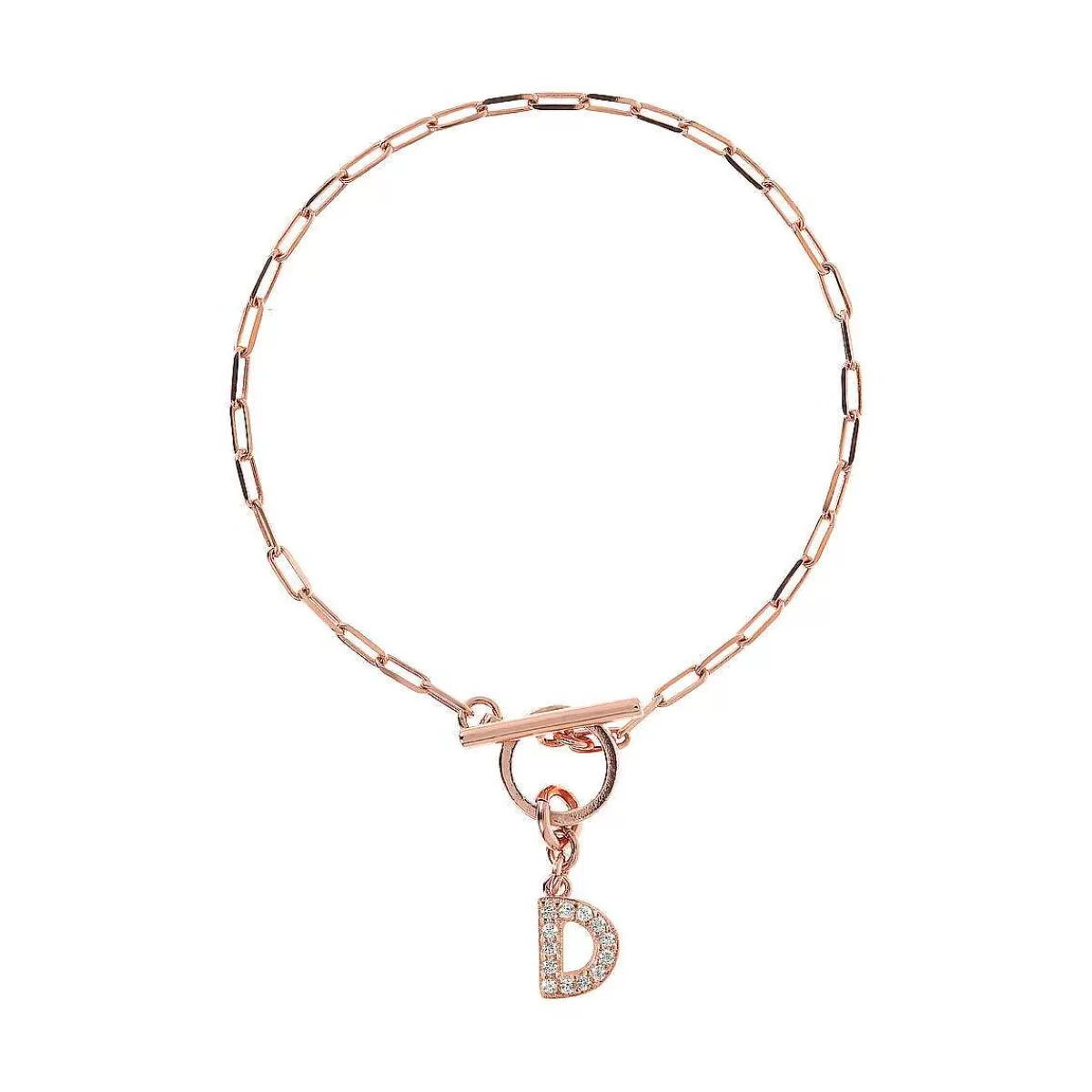 Clearance Bracciale Catena Forzatina Con Pendente Lettera Pave In Cubic Zirconia Bracciali