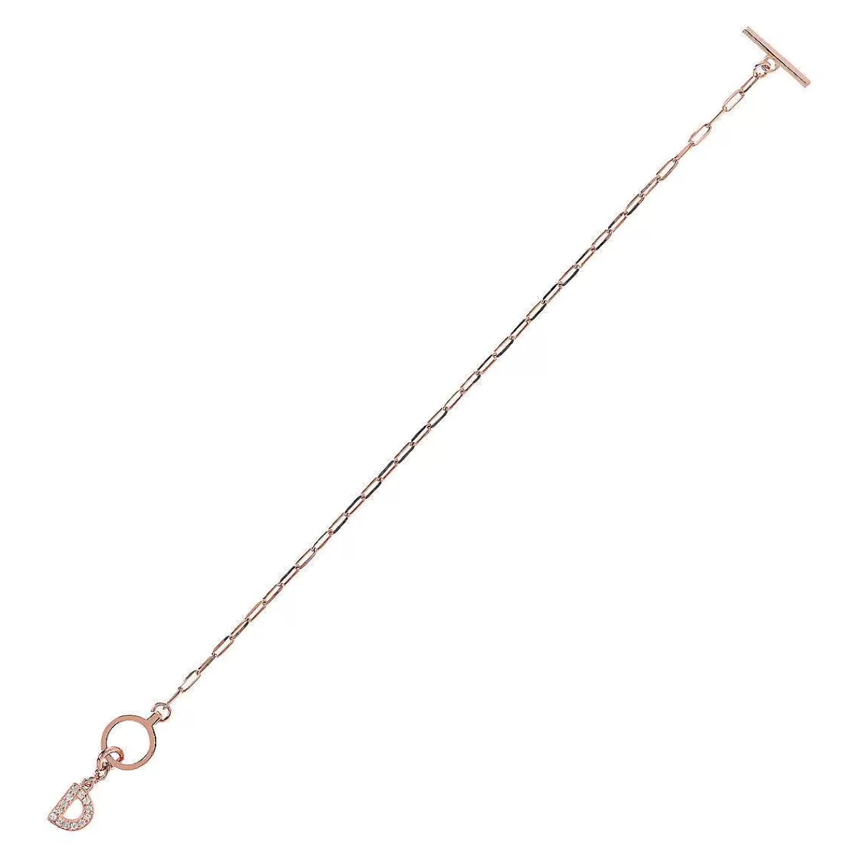 Clearance Bracciale Catena Forzatina Con Pendente Lettera Pave In Cubic Zirconia Bracciali