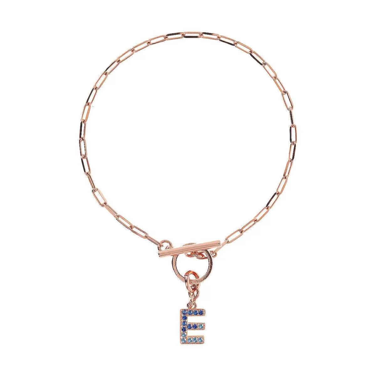 Clearance Bracciale Catena Forzatina Con Pendente Lettera Pave In Cubic Zirconia Bracciali