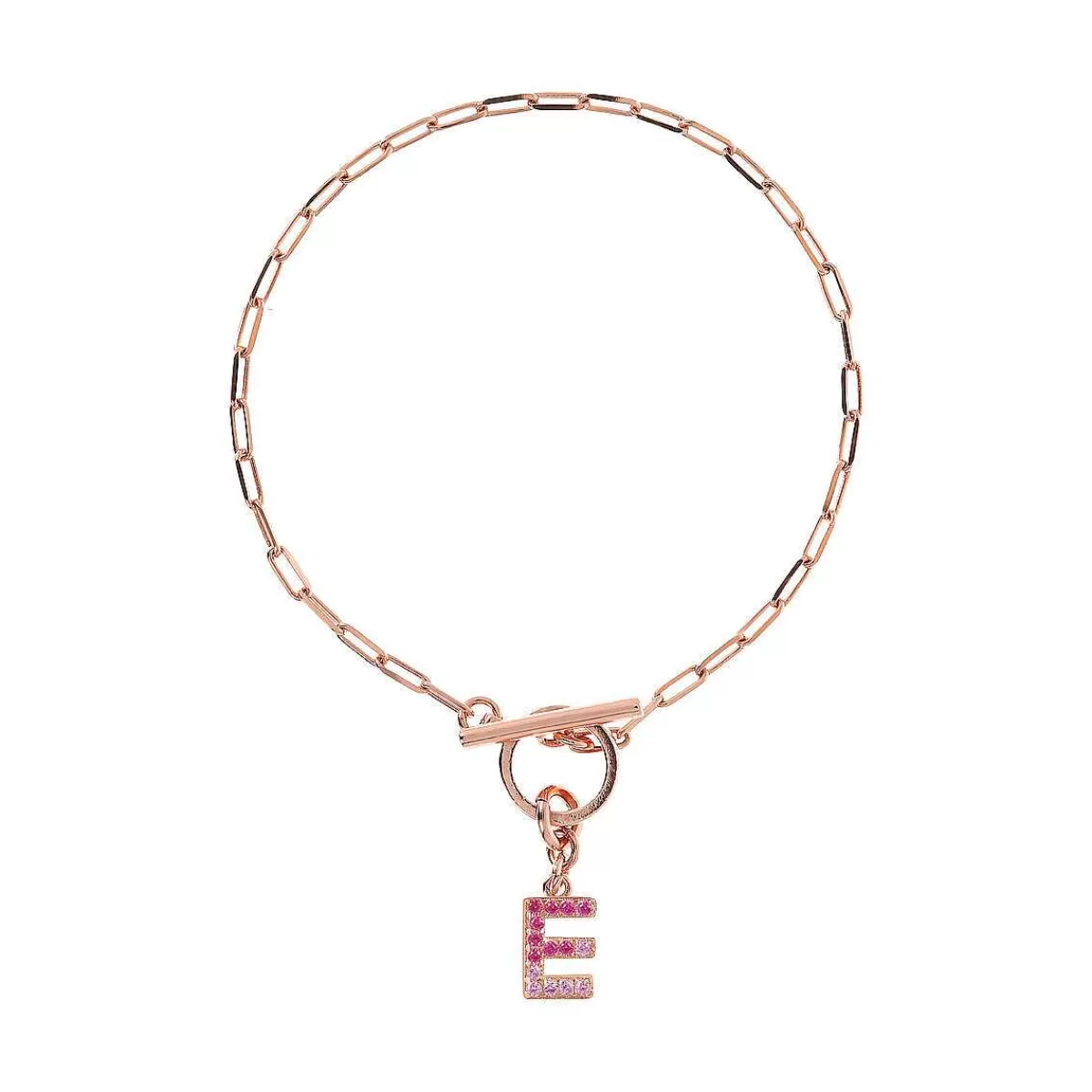 Clearance Bracciale Catena Forzatina Con Pendente Lettera Pave In Cubic Zirconia Bracciali