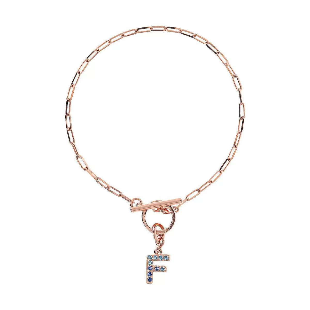 Clearance Bracciale Catena Forzatina Con Pendente Lettera Pave In Cubic Zirconia Bracciali