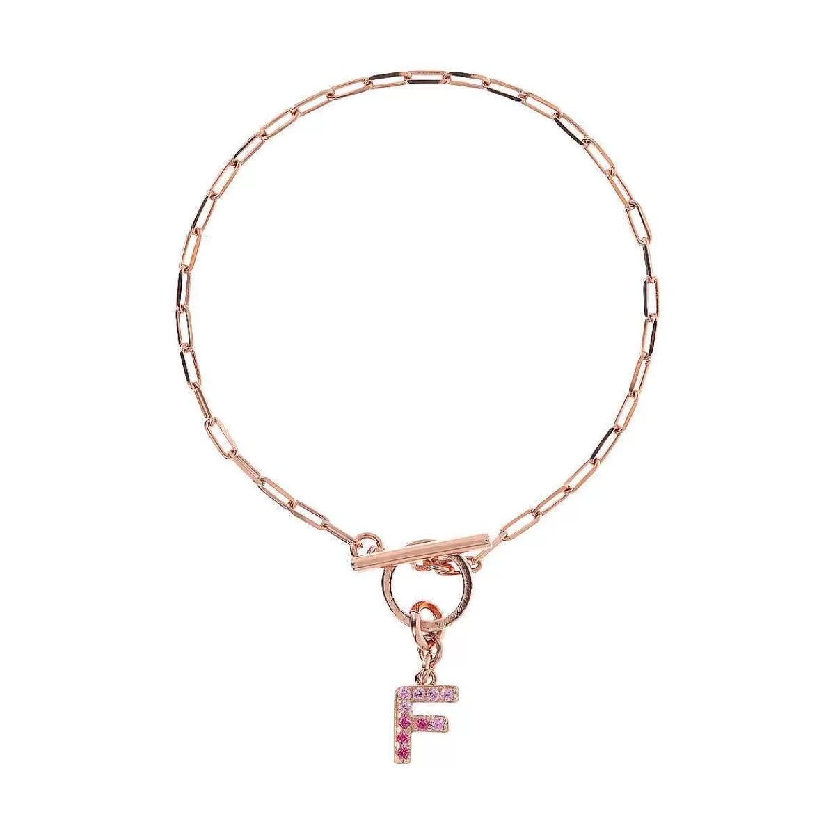 Clearance Bracciale Catena Forzatina Con Pendente Lettera Pave In Cubic Zirconia Bracciali