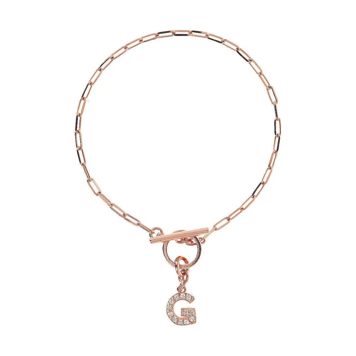 Clearance Bracciale Catena Forzatina Con Pendente Lettera Pave In Cubic Zirconia Bracciali