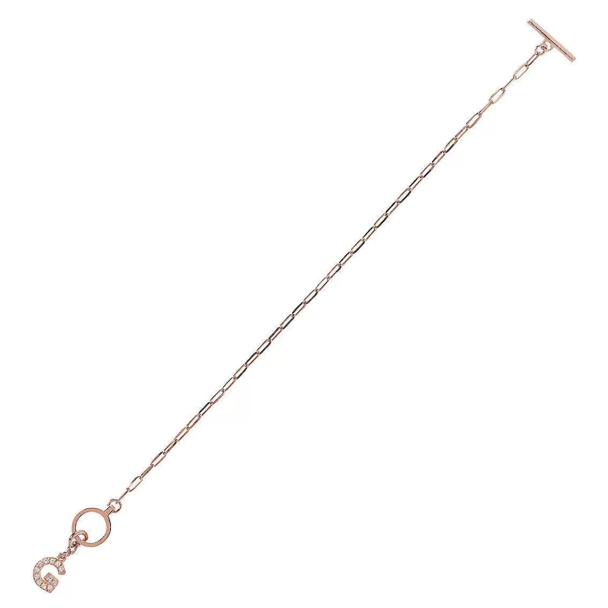 Clearance Bracciale Catena Forzatina Con Pendente Lettera Pave In Cubic Zirconia Bracciali