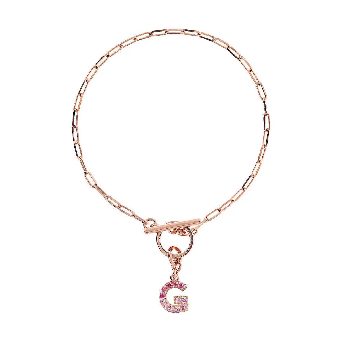 Clearance Bracciale Catena Forzatina Con Pendente Lettera Pave In Cubic Zirconia Bracciali
