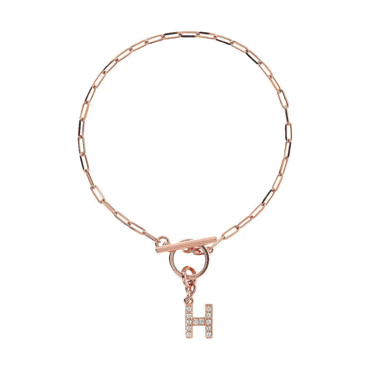 Clearance Bracciale Catena Forzatina Con Pendente Lettera Pave In Cubic Zirconia Bracciali