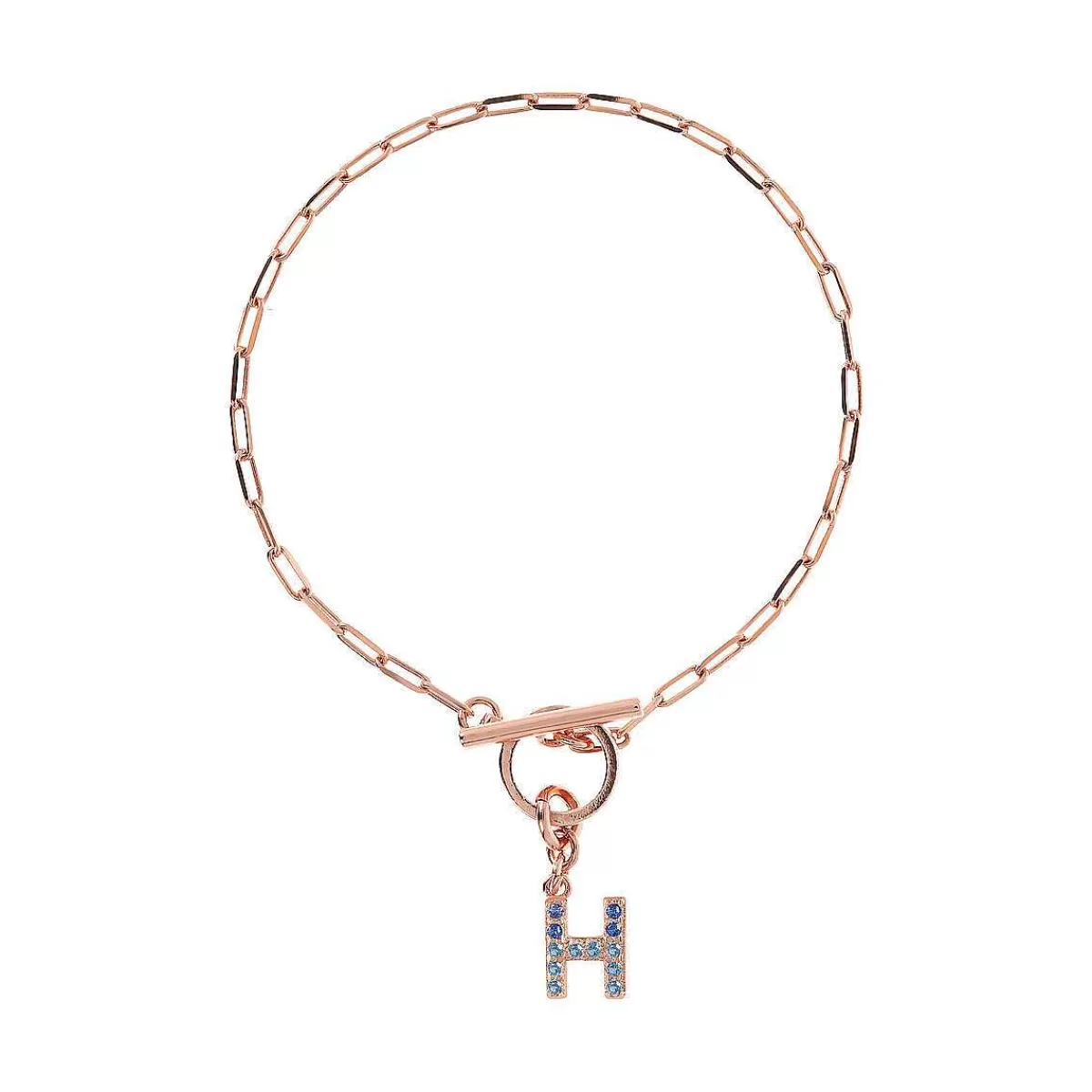 Clearance Bracciale Catena Forzatina Con Pendente Lettera Pave In Cubic Zirconia Bracciali