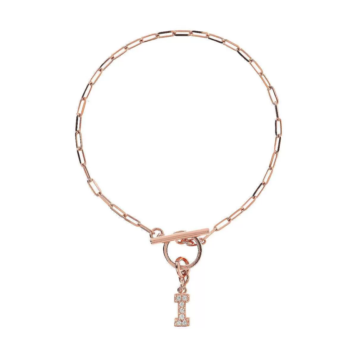 Clearance Bracciale Catena Forzatina Con Pendente Lettera Pave In Cubic Zirconia Bracciali