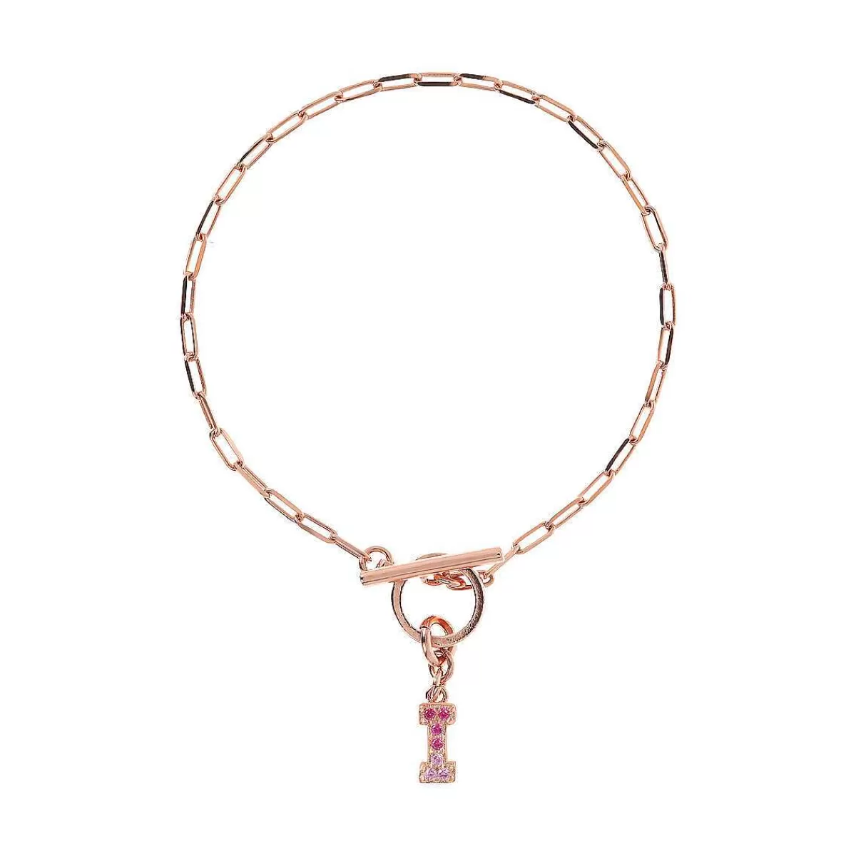 Clearance Bracciale Catena Forzatina Con Pendente Lettera Pave In Cubic Zirconia Bracciali