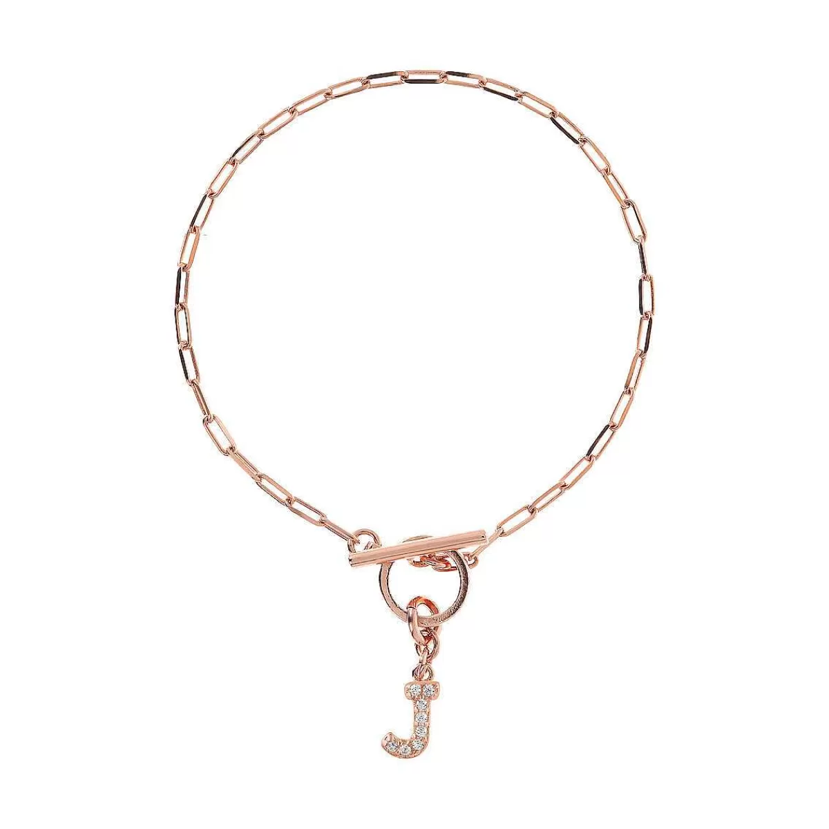Clearance Bracciale Catena Forzatina Con Pendente Lettera Pave In Cubic Zirconia Bracciali