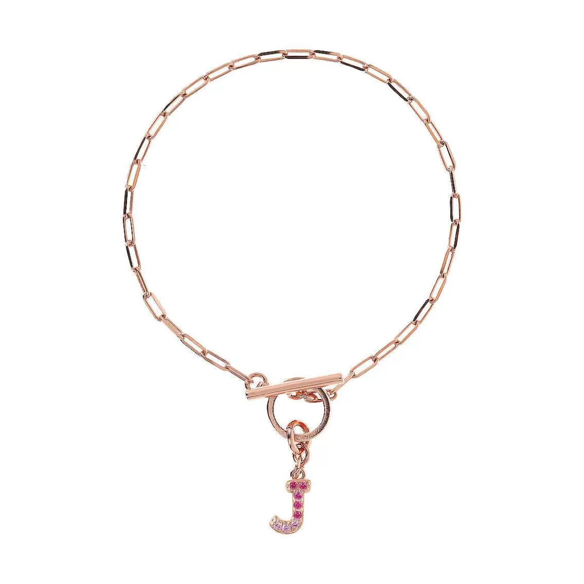 Clearance Bracciale Catena Forzatina Con Pendente Lettera Pave In Cubic Zirconia Bracciali