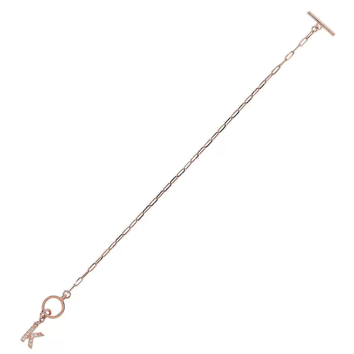 Clearance Bracciale Catena Forzatina Con Pendente Lettera Pave In Cubic Zirconia Bracciali