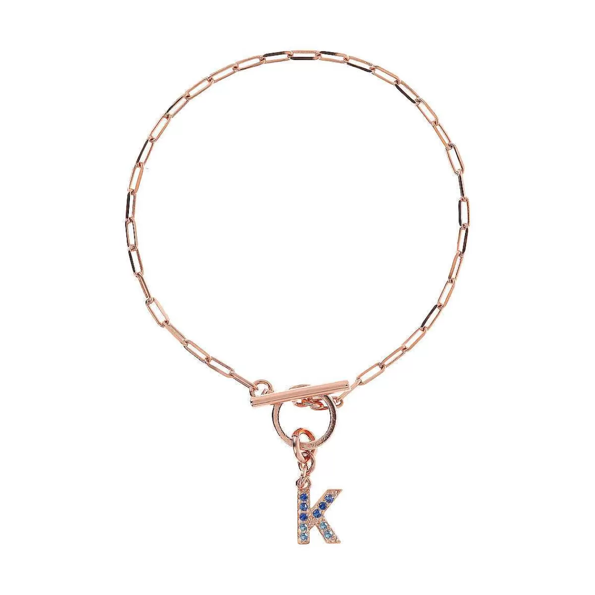Clearance Bracciale Catena Forzatina Con Pendente Lettera Pave In Cubic Zirconia Bracciali