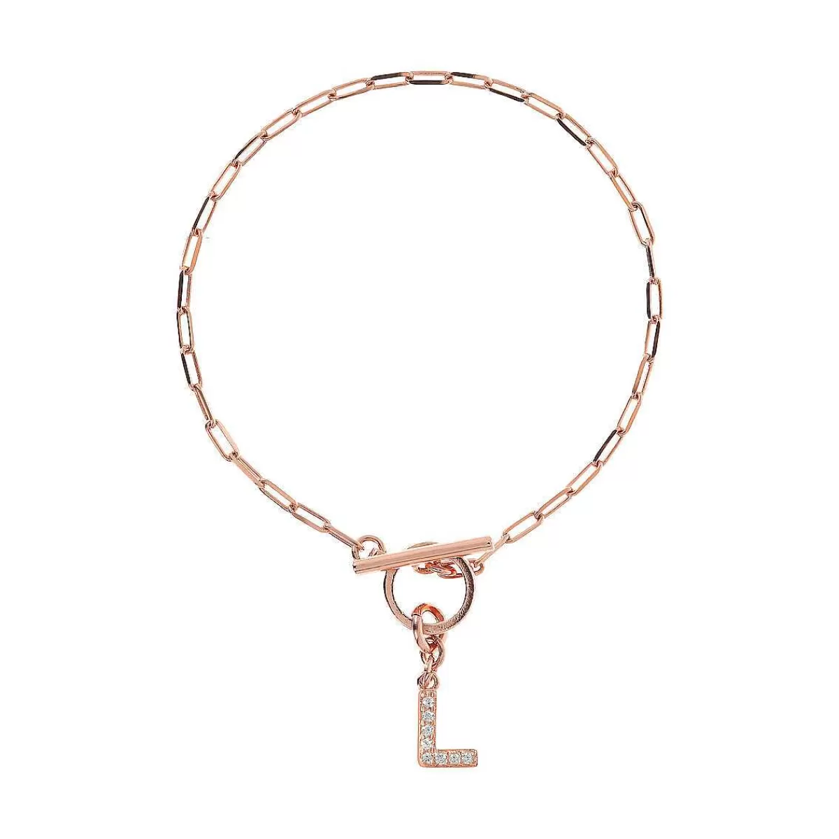 Clearance Bracciale Catena Forzatina Con Pendente Lettera Pave In Cubic Zirconia Bracciali