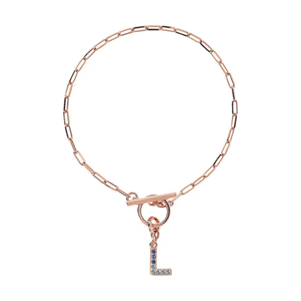 Clearance Bracciale Catena Forzatina Con Pendente Lettera Pave In Cubic Zirconia Bracciali