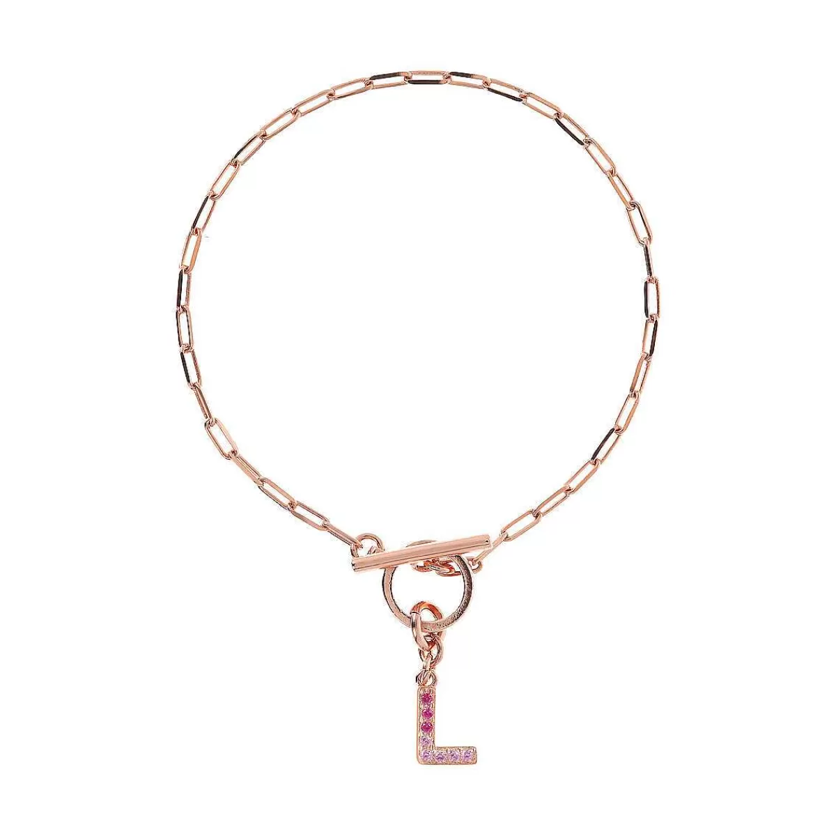 Clearance Bracciale Catena Forzatina Con Pendente Lettera Pave In Cubic Zirconia Bracciali