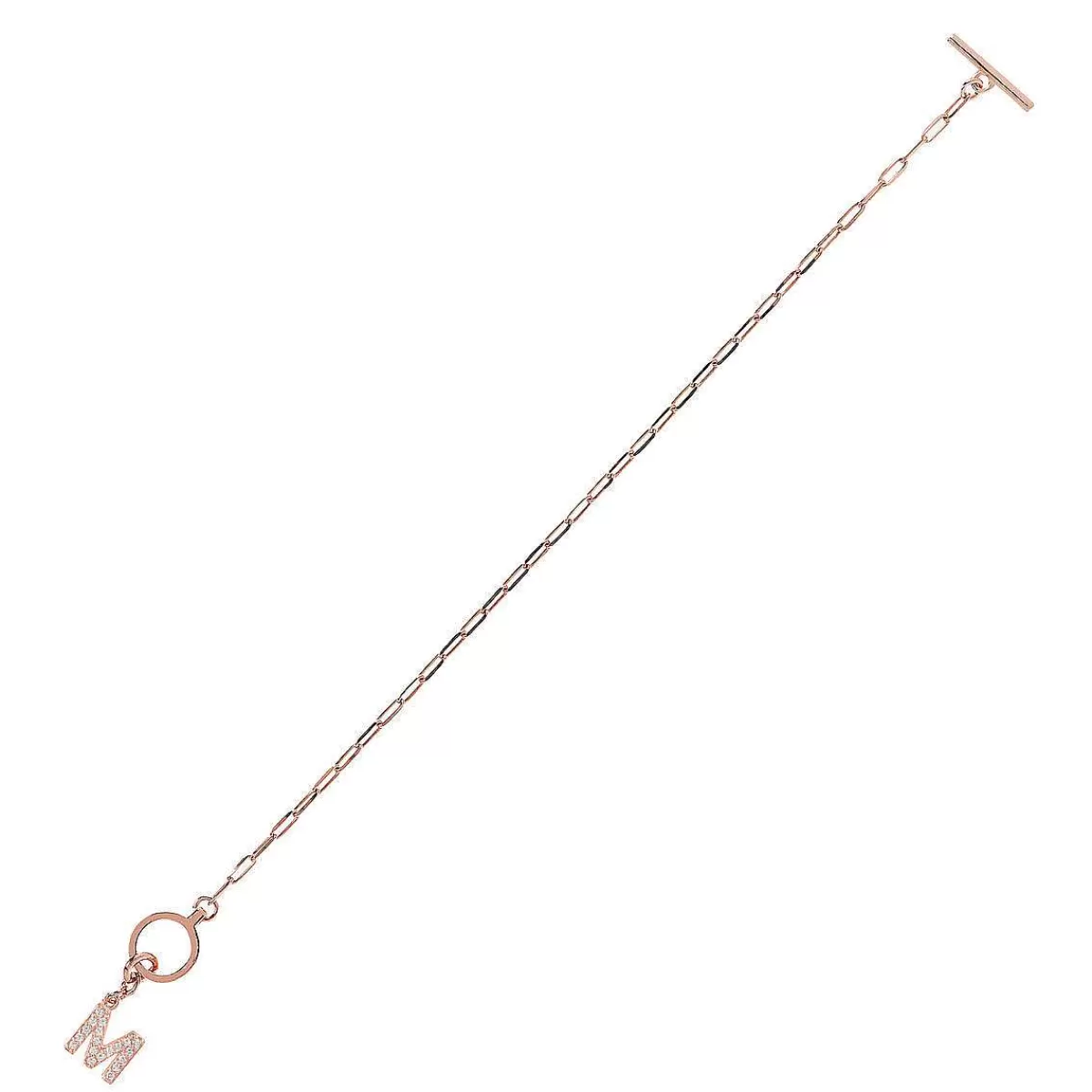 Clearance Bracciale Catena Forzatina Con Pendente Lettera Pave In Cubic Zirconia Bracciali