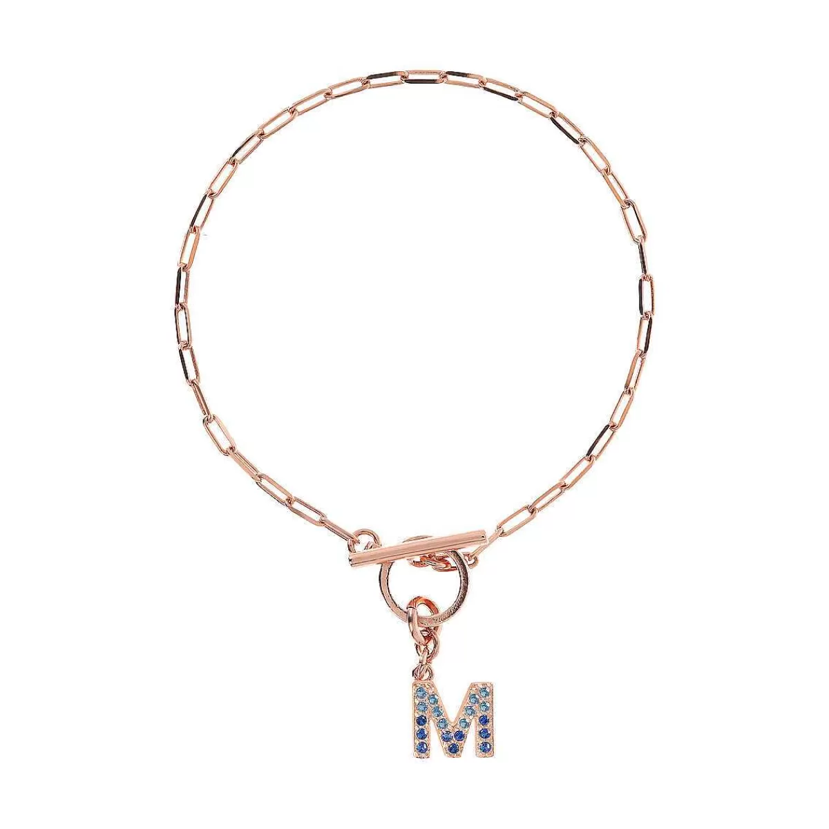 Clearance Bracciale Catena Forzatina Con Pendente Lettera Pave In Cubic Zirconia Bracciali
