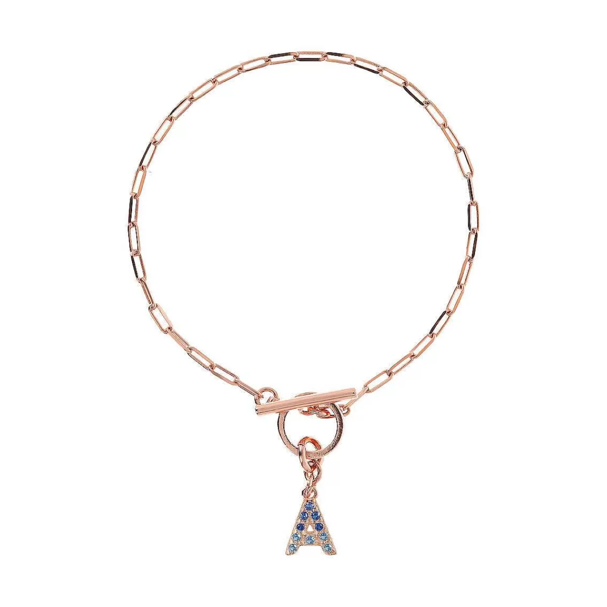 Clearance Bracciale Catena Forzatina Con Pendente Lettera Pave In Cubic Zirconia Bracciali