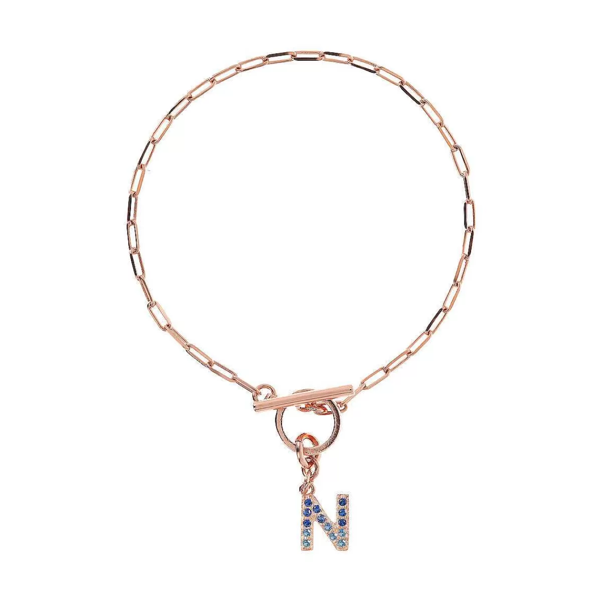 Clearance Bracciale Catena Forzatina Con Pendente Lettera Pave In Cubic Zirconia Bracciali
