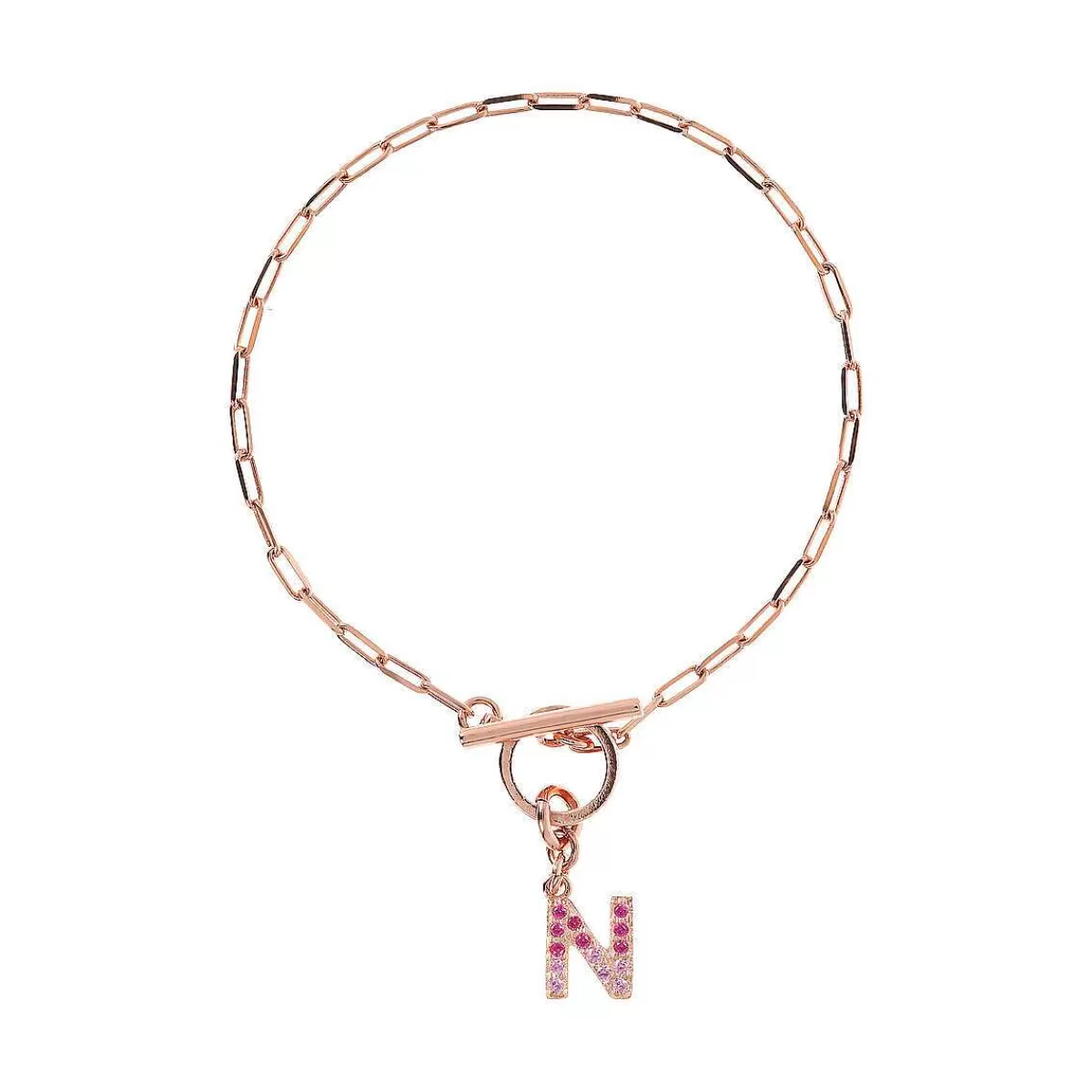Clearance Bracciale Catena Forzatina Con Pendente Lettera Pave In Cubic Zirconia Bracciali