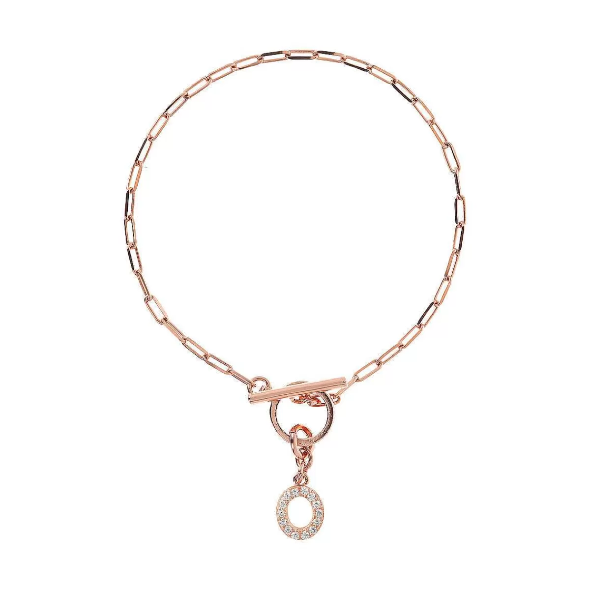 Clearance Bracciale Catena Forzatina Con Pendente Lettera Pave In Cubic Zirconia Bracciali