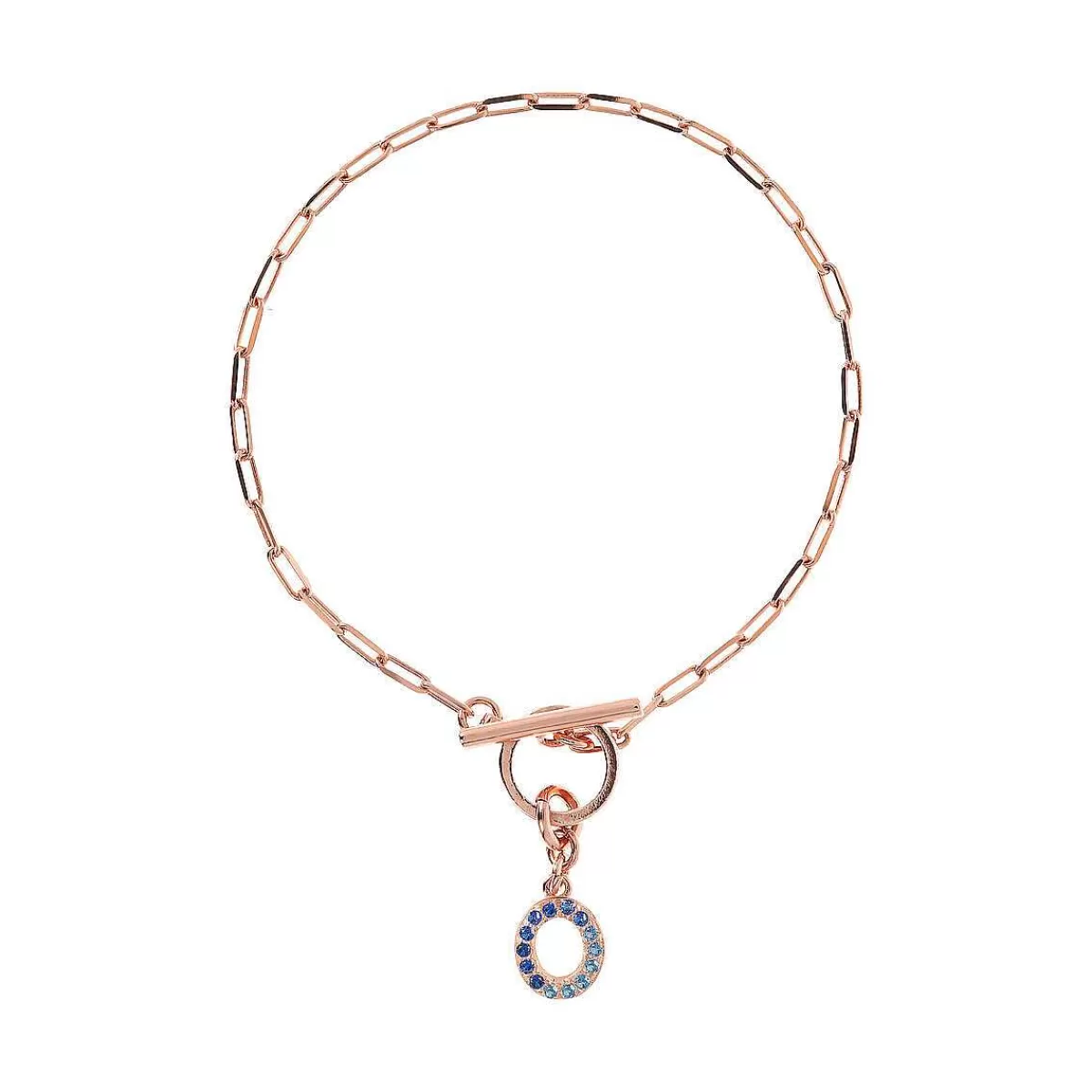 Clearance Bracciale Catena Forzatina Con Pendente Lettera Pave In Cubic Zirconia Bracciali