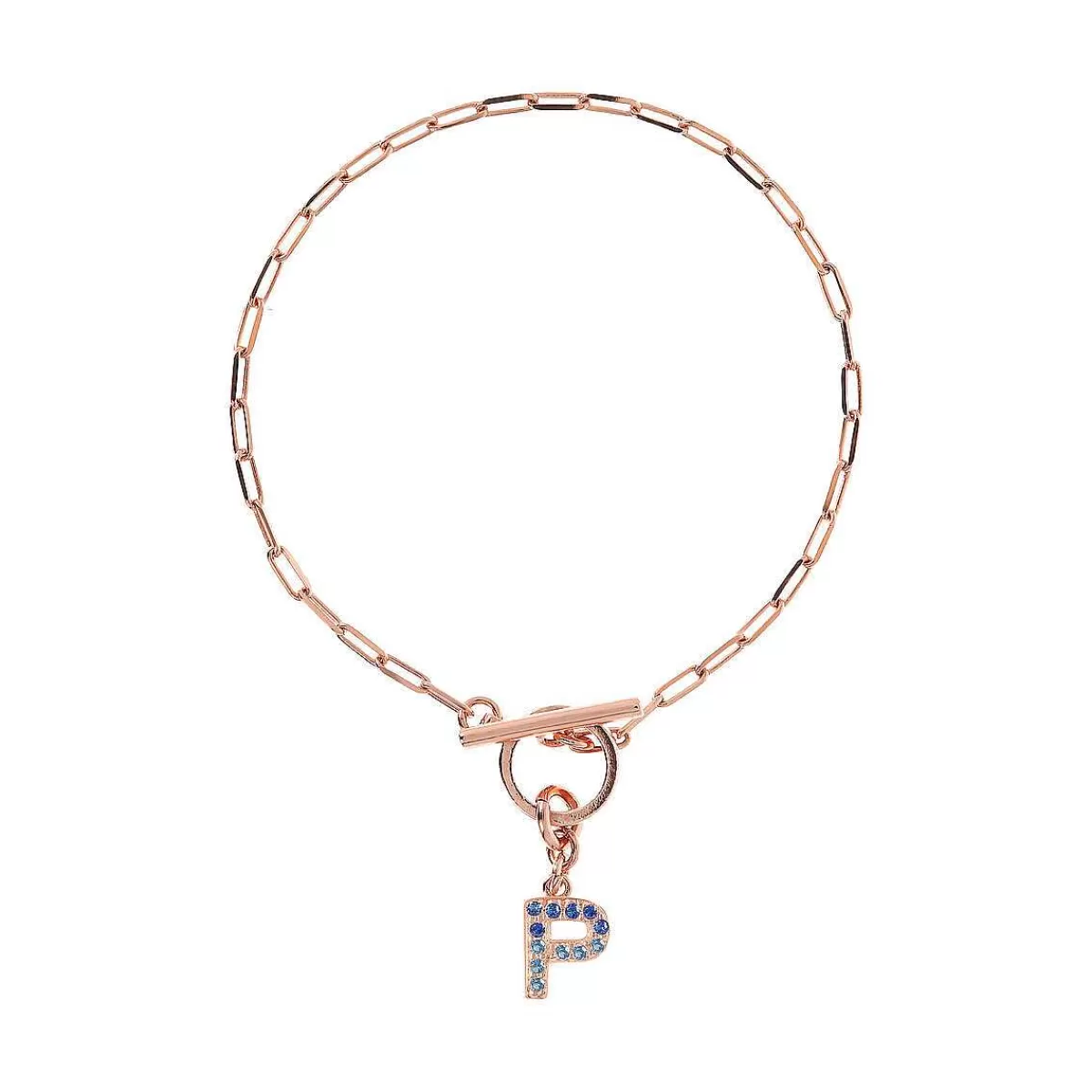 Clearance Bracciale Catena Forzatina Con Pendente Lettera Pave In Cubic Zirconia Bracciali