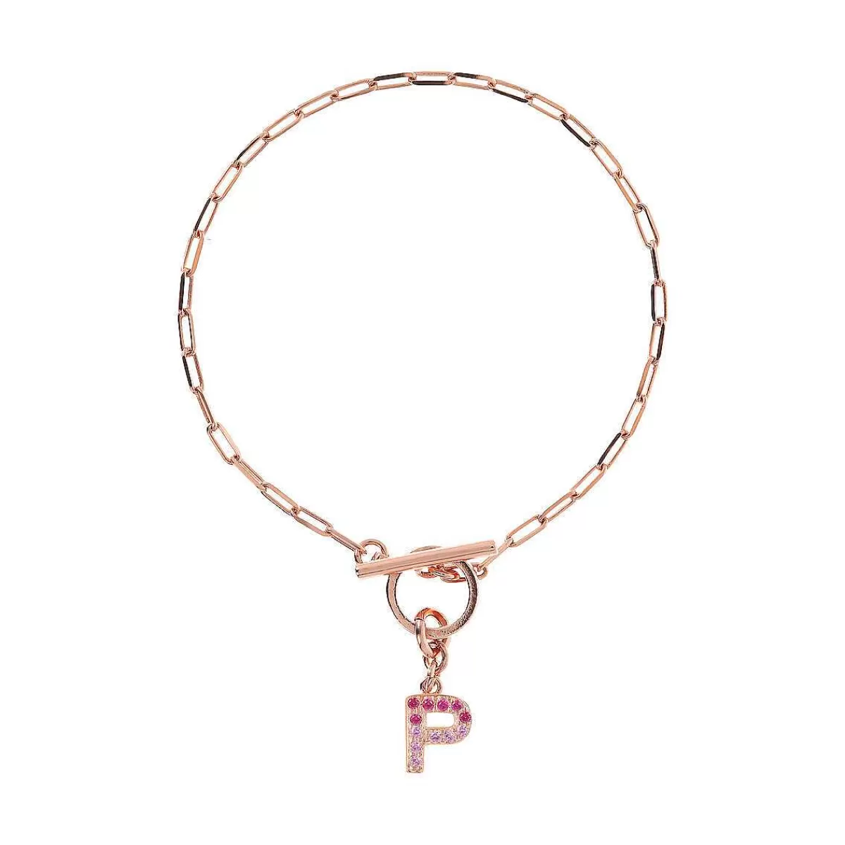 Clearance Bracciale Catena Forzatina Con Pendente Lettera Pave In Cubic Zirconia Bracciali