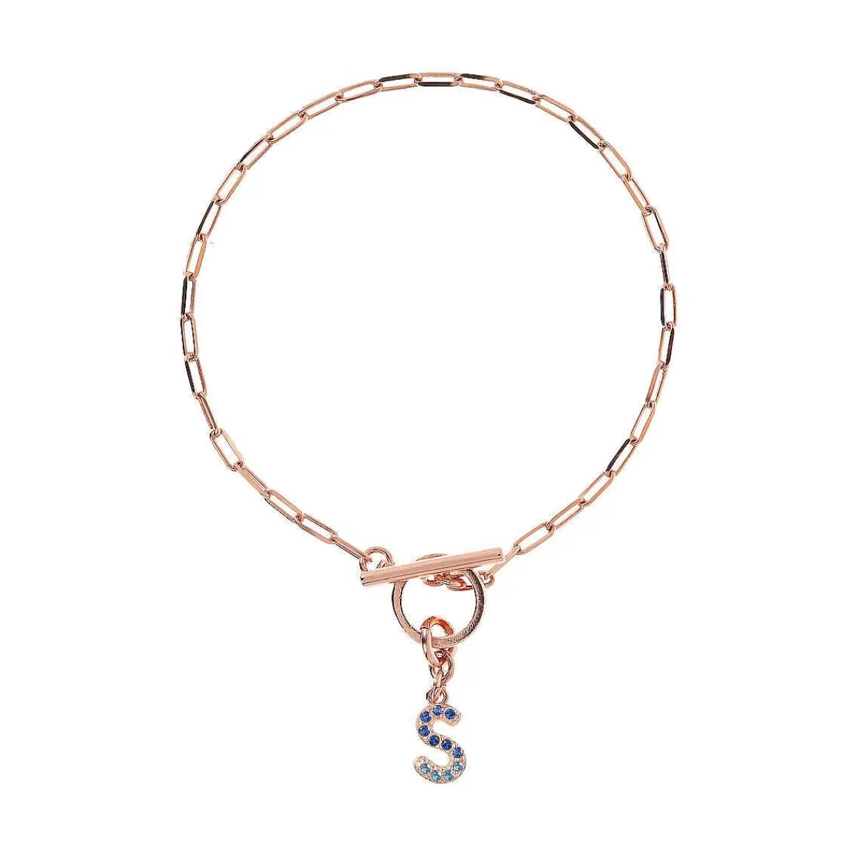 Clearance Bracciale Catena Forzatina Con Pendente Lettera Pave In Cubic Zirconia Bracciali