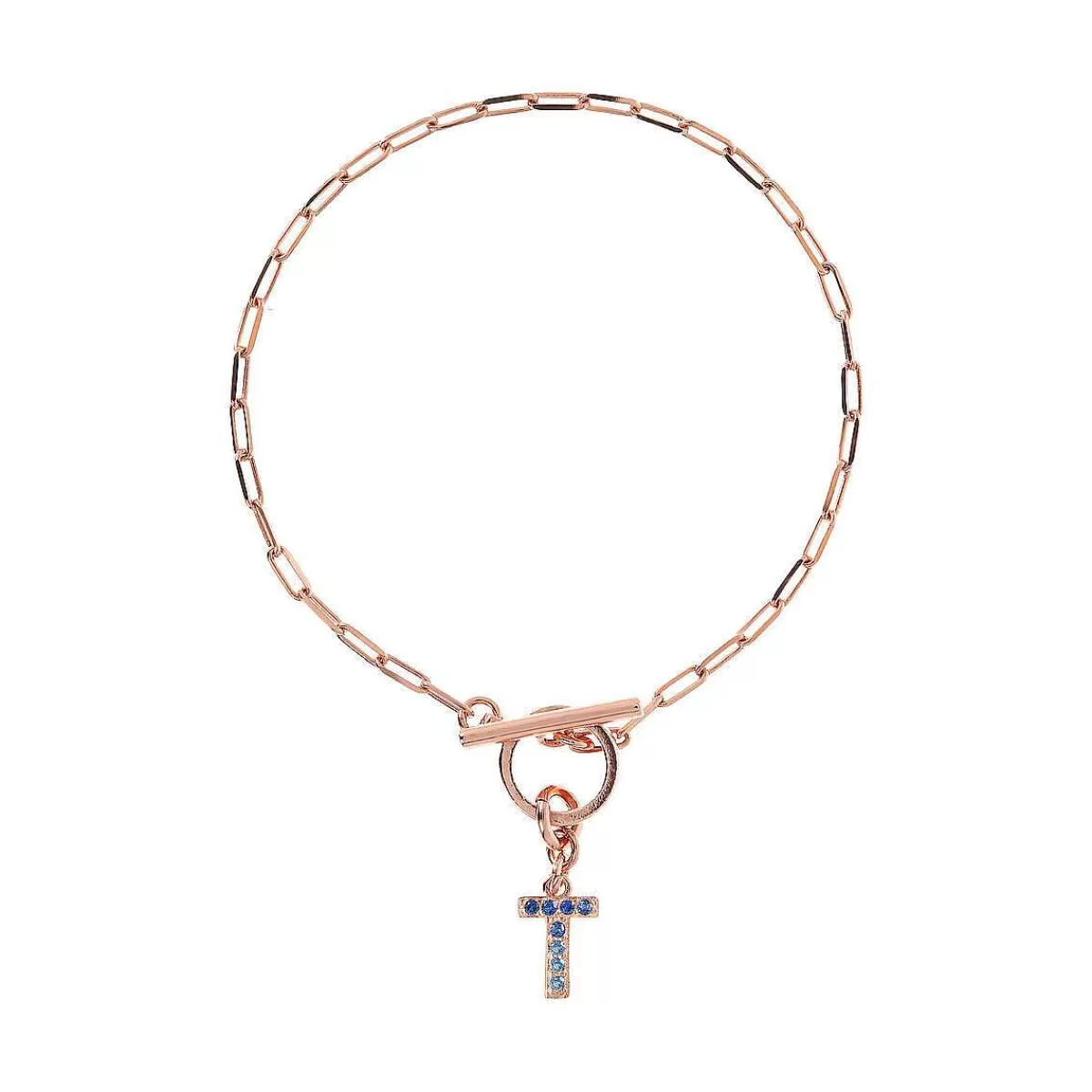 Clearance Bracciale Catena Forzatina Con Pendente Lettera Pave In Cubic Zirconia Bracciali