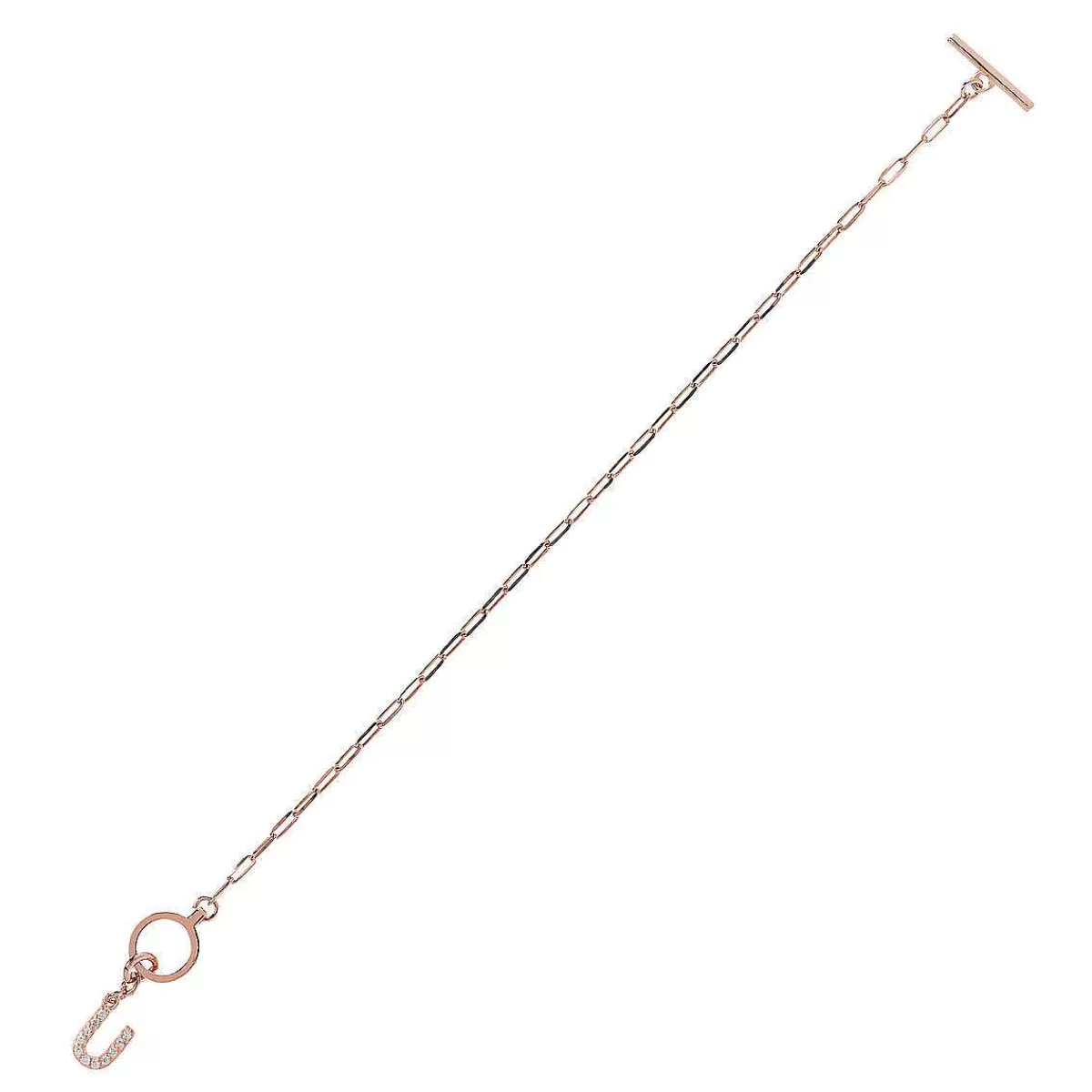 Clearance Bracciale Catena Forzatina Con Pendente Lettera Pave In Cubic Zirconia Bracciali