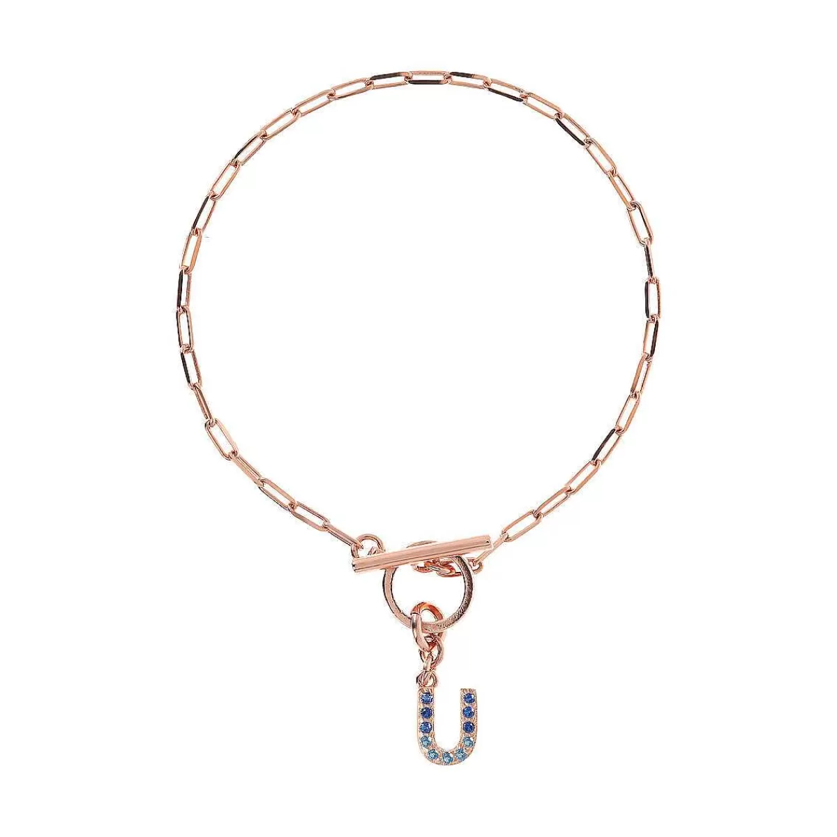 Clearance Bracciale Catena Forzatina Con Pendente Lettera Pave In Cubic Zirconia Bracciali