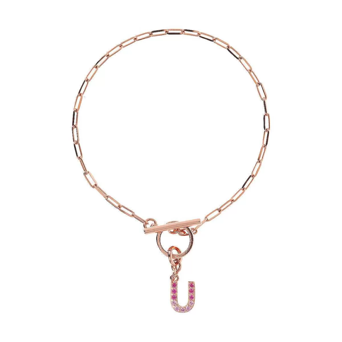 Clearance Bracciale Catena Forzatina Con Pendente Lettera Pave In Cubic Zirconia Bracciali