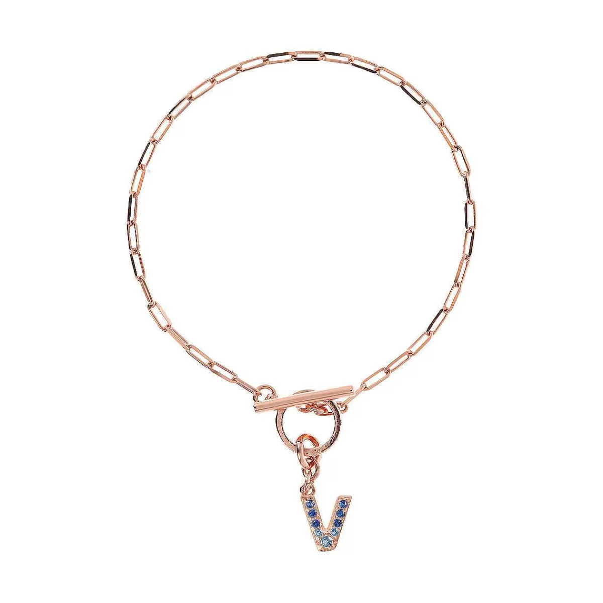 Clearance Bracciale Catena Forzatina Con Pendente Lettera Pave In Cubic Zirconia Bracciali