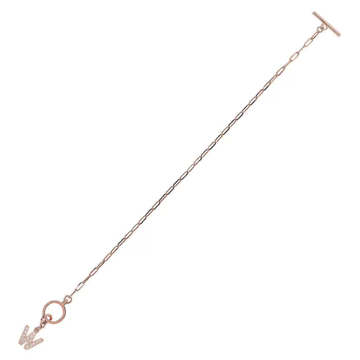 Clearance Bracciale Catena Forzatina Con Pendente Lettera Pave In Cubic Zirconia Bracciali
