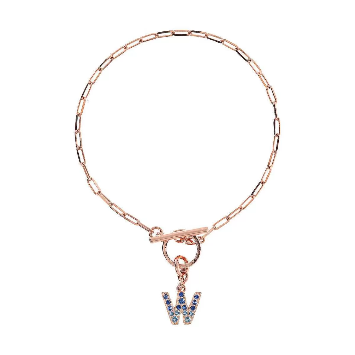 Clearance Bracciale Catena Forzatina Con Pendente Lettera Pave In Cubic Zirconia Bracciali