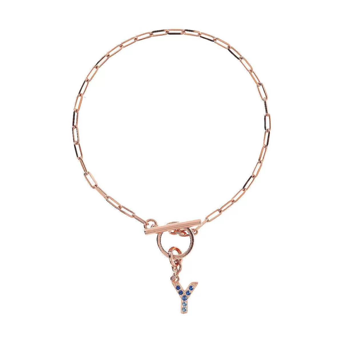 Clearance Bracciale Catena Forzatina Con Pendente Lettera Pave In Cubic Zirconia Bracciali