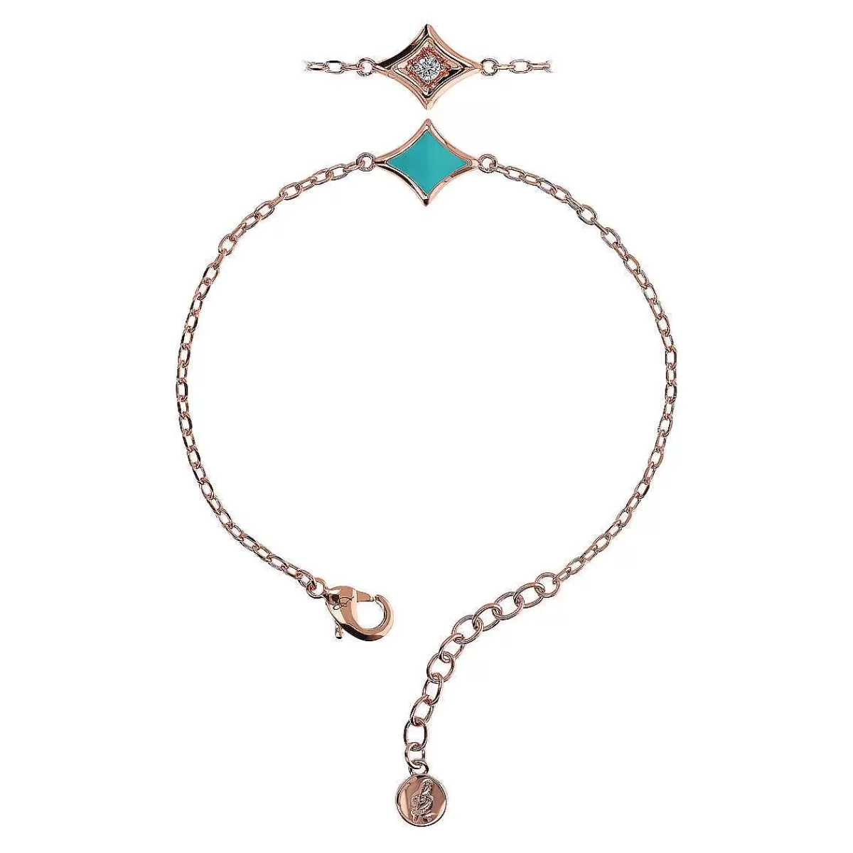 Online Bracciale Catena Forzatina E Pendente Etoile Reversibile Con Smalto E Punto Luce In Cubic Zirconia Bracciali