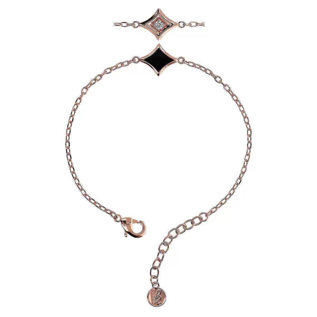 Online Bracciale Catena Forzatina E Pendente Etoile Reversibile Con Smalto E Punto Luce In Cubic Zirconia Bracciali