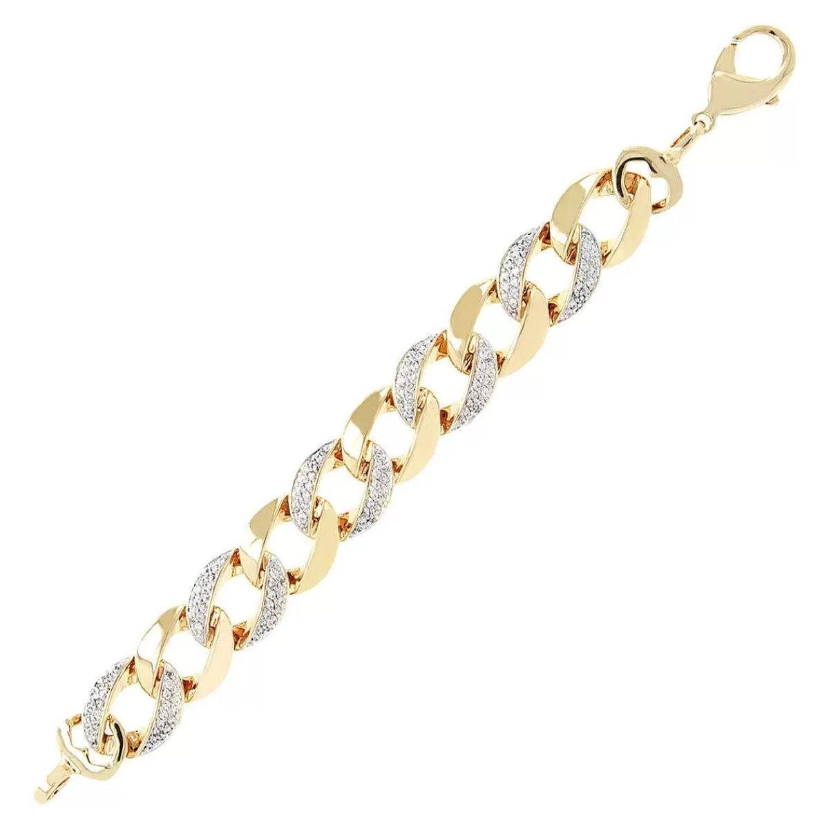 Sale Bracciale Catena Grumetta Dorata Con Pave Di Cubic Zirconia Bracciali