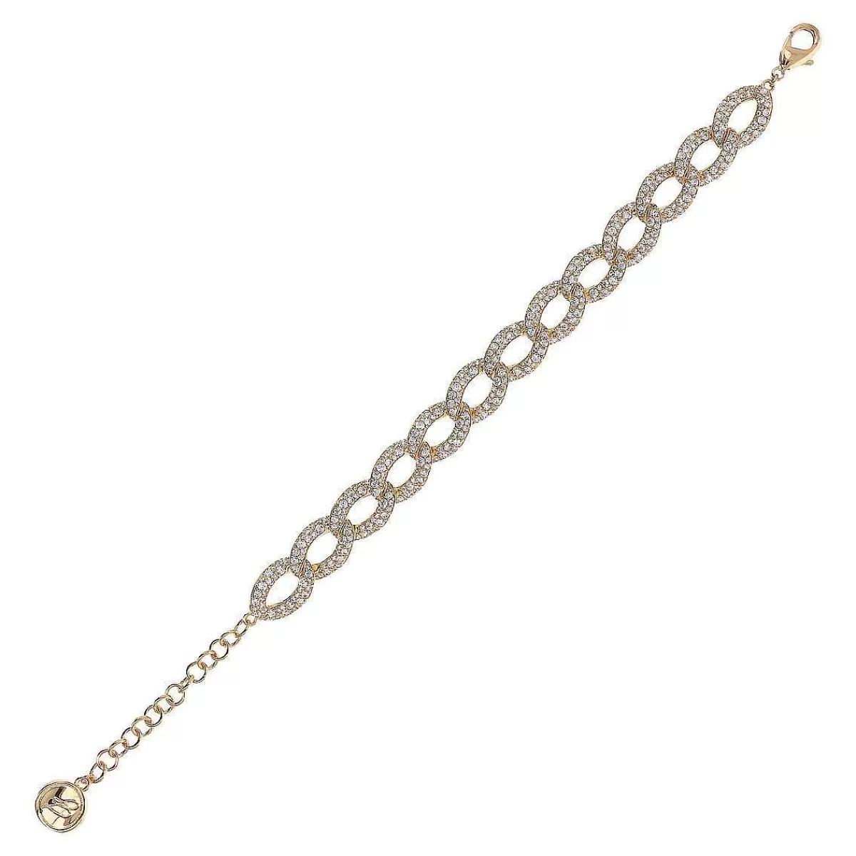 New Bracciale Catena Grumetta Dorata Con Pave Di Cubic Zirconia Bracciali
