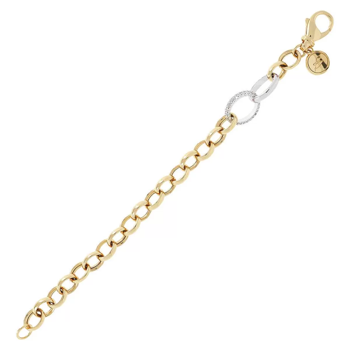 Online Bracciale Catena Rolo Dorata Con Elemento Pave In Cubic Zirconia Bracciali