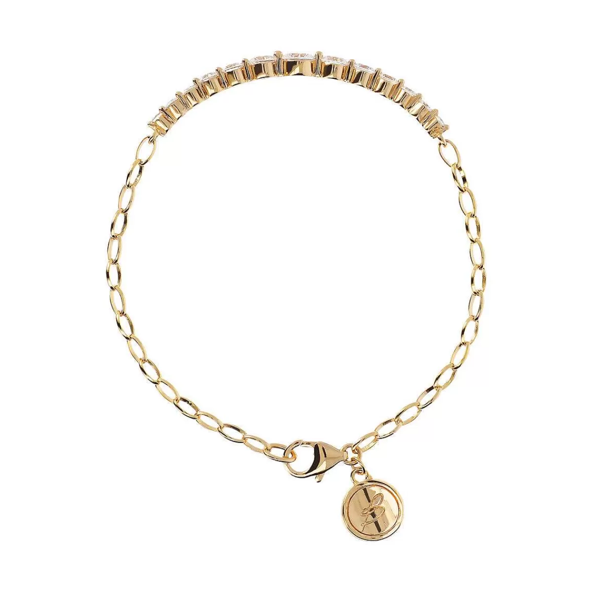 Sale Bracciale Catena Rolo Dorata Con Punti Luce In Cubic Zirconia Bracciali