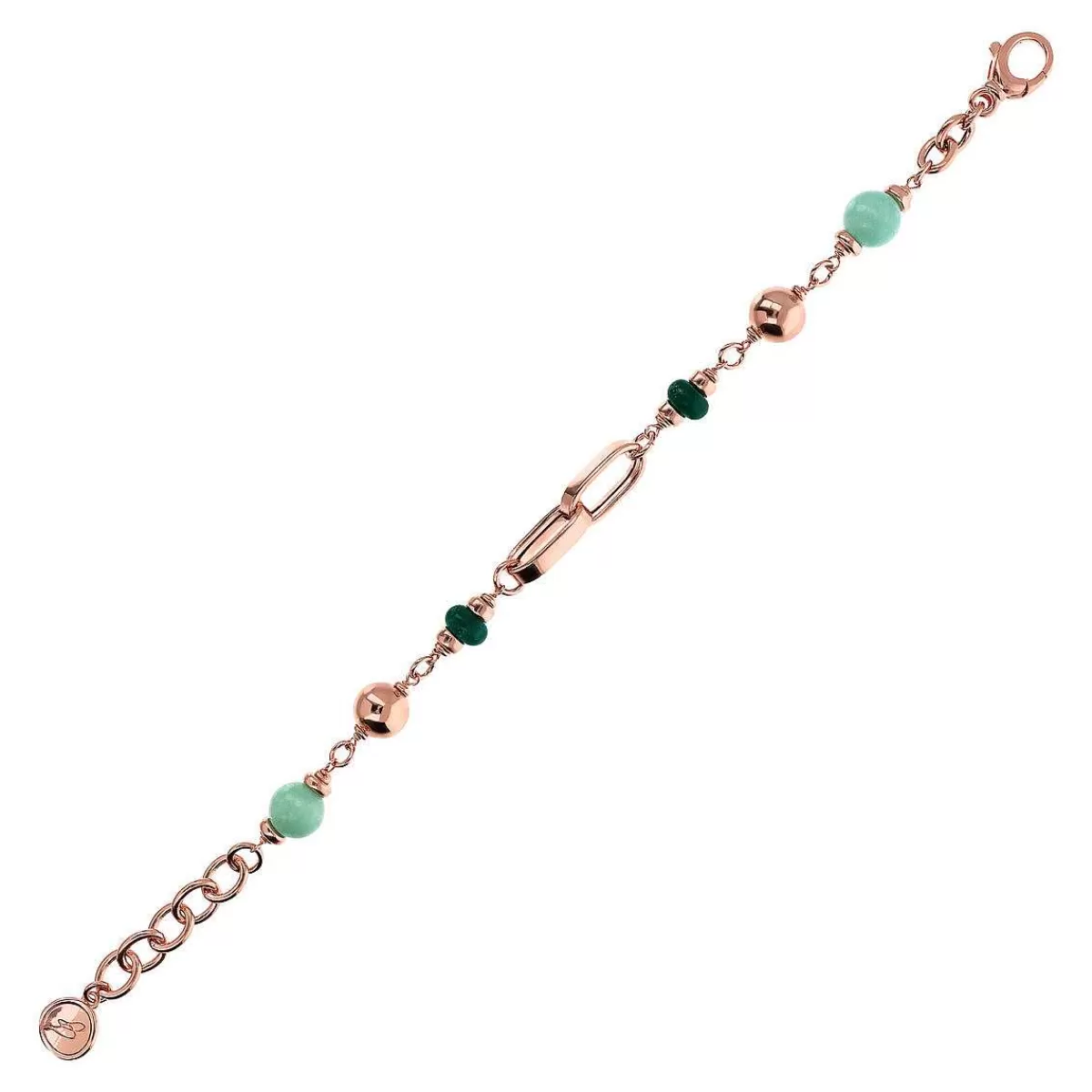 Online Bracciale Catena Rolo E Maglie Ovali Con Sfere Di Pietra Quarzite Naturale Bracciali