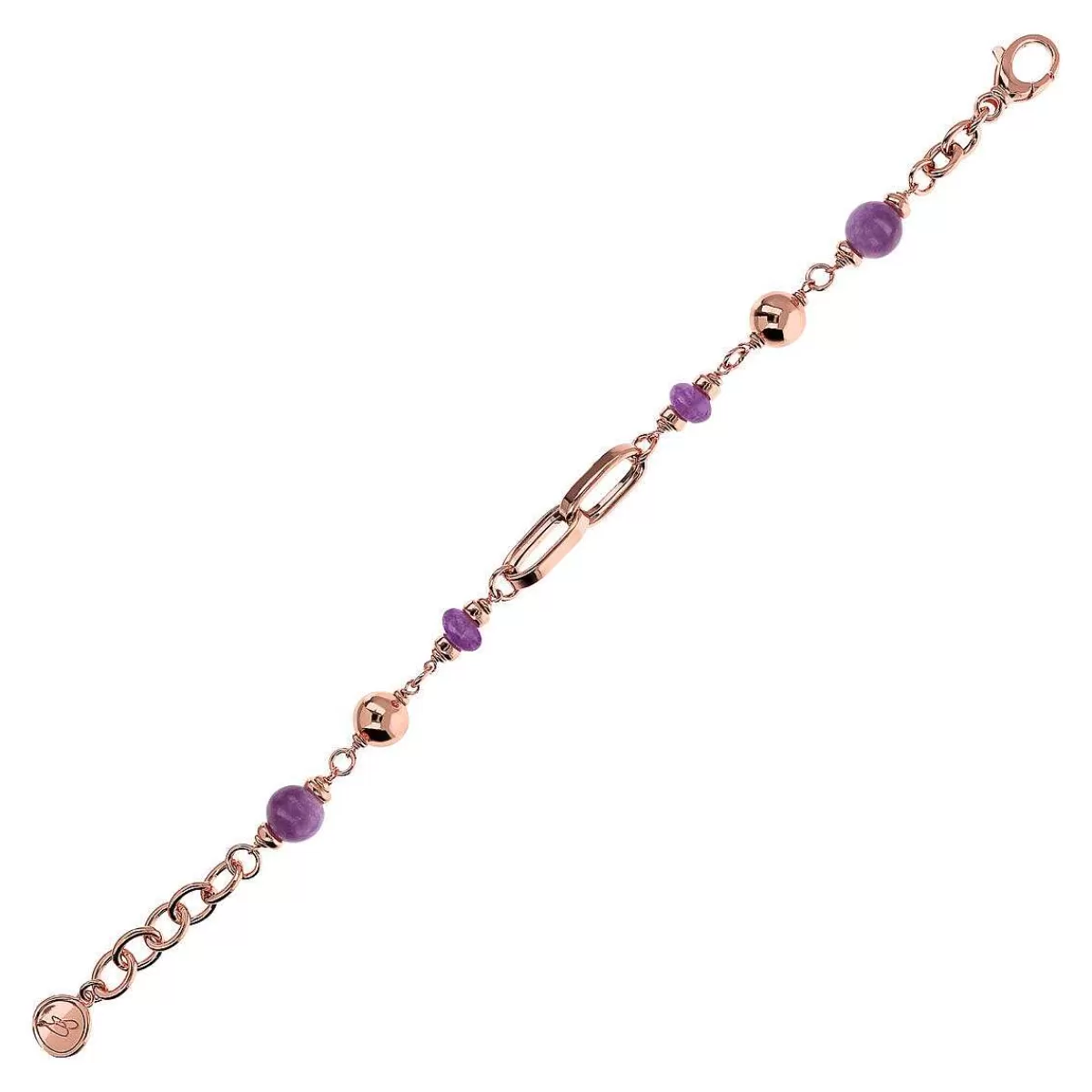 Online Bracciale Catena Rolo E Maglie Ovali Con Sfere Di Pietra Quarzite Naturale Bracciali