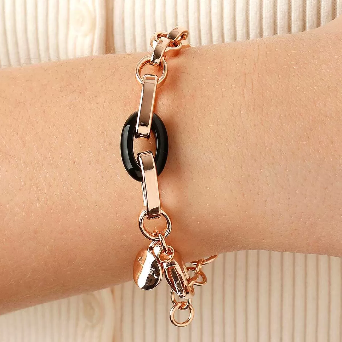 Store Bracciale Con Catena Rolo Ed Elemento Ovale In Pietra Naturale Bracciali