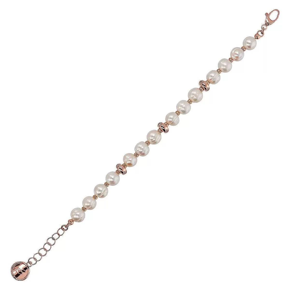 Flash Sale Bracciale Con Etoile Rondelle E Perle D'Acqua Dolce Cerchiate Bianche O 8.5/9.5 Mm Bracciali