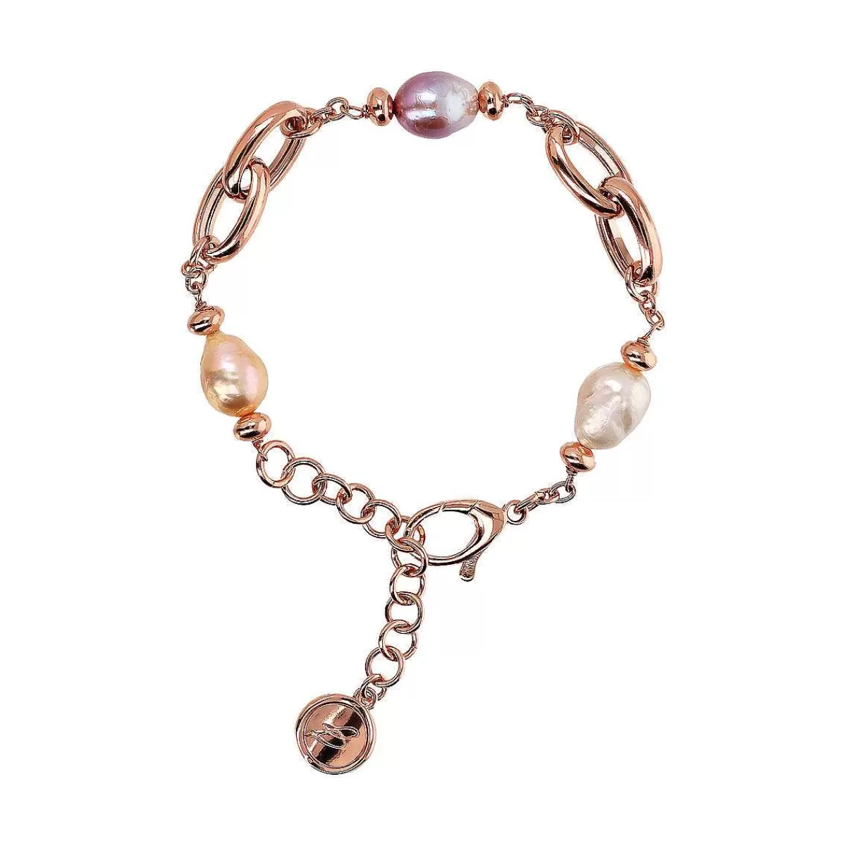 Online Bracciale Con Maglie Intrecciate E Perle Dolce Barocche Multicolor O 9/11 Mm Bracciali